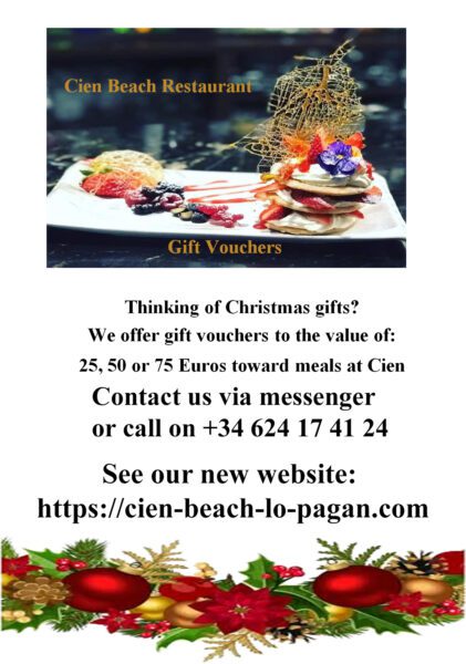 Cien Restaurant Lo Pagan Christmas gift voucher