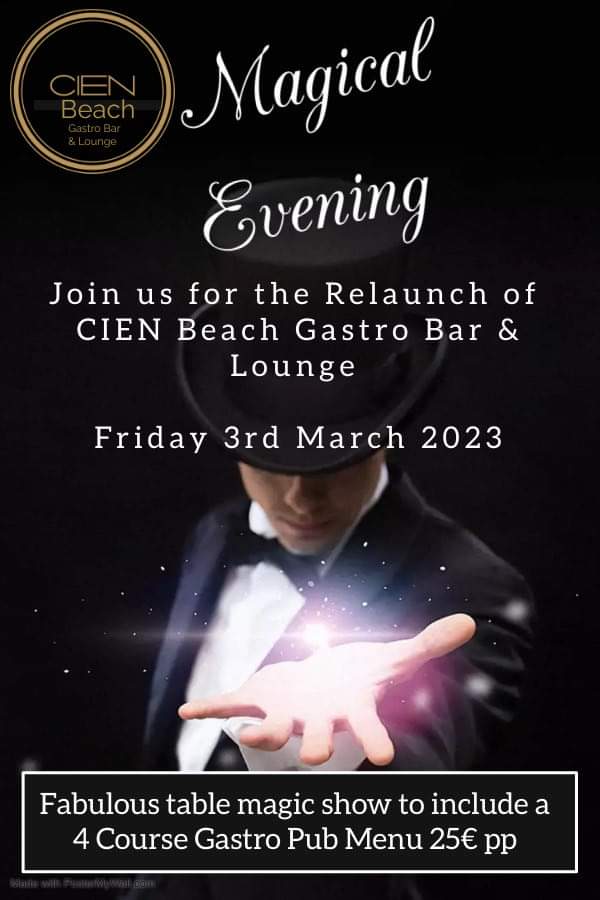 Cien Beach Restaurant Lo Pagan Magic evening Menu